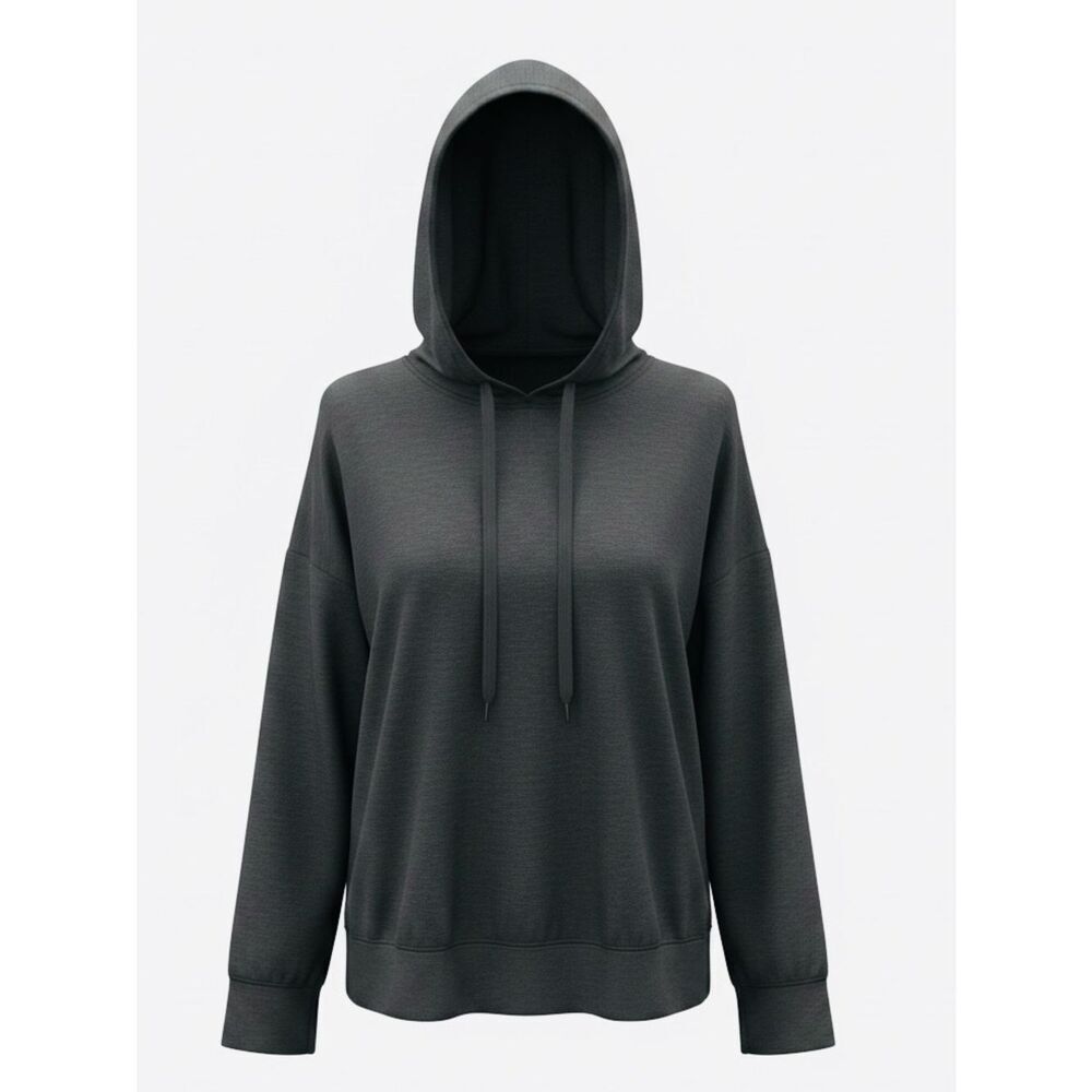 Ladies Pullover Long Sleeve Hoodie Charcoal Gray Large